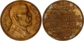 Czechoslovakia Medal "T. G. Masaryk, In Memory of the 85th Birthday of the First President of the Czechoslovak Republic" 1935 
Bronze 45.28 g., 50 mm...