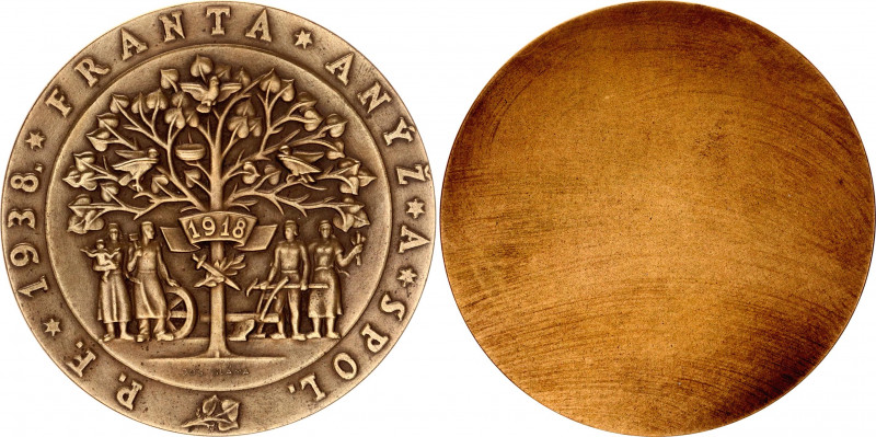Czechoslovakia Bronze Medal "Franta Anýž & Co." 1938 
Bronze 68.57 g., 60 mm.; ...