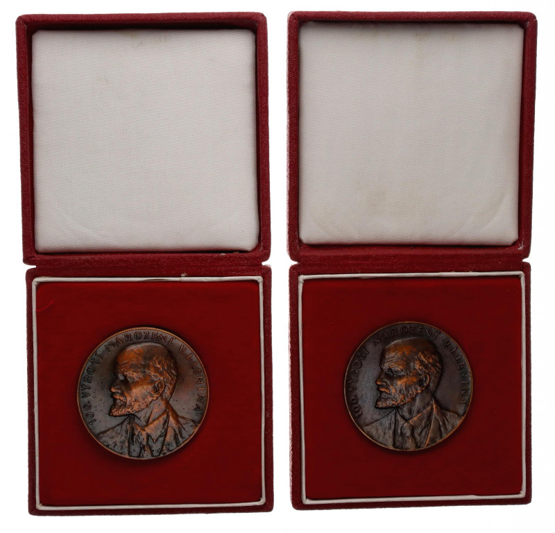 Czechoslovakia Lot of 2 Medals 100 Years Since Lenin's Birthday 1970 
Bronze; w...