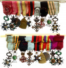 Europe Miniatures Bar with Orders and Medals 9 Pcs