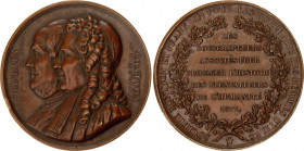 France Société Montyon et Franklin Medal 1833 
Bronze, 41.5mm. By J. J. Barre; Obv. Conjoined busts l. of American philosopher-statesman Benjamin Fra...
