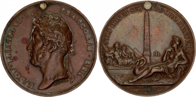 France Medal Obelisk of Louxor 1836 
Copper, 57.0 mm, 108.86g.; Holed; A/LVDOV....