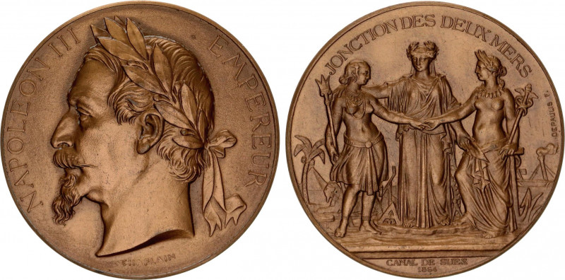 France Medal Junction of the Two Seas & Suez Canal 1864 
Bronze 40.5 mm; 32.07g...