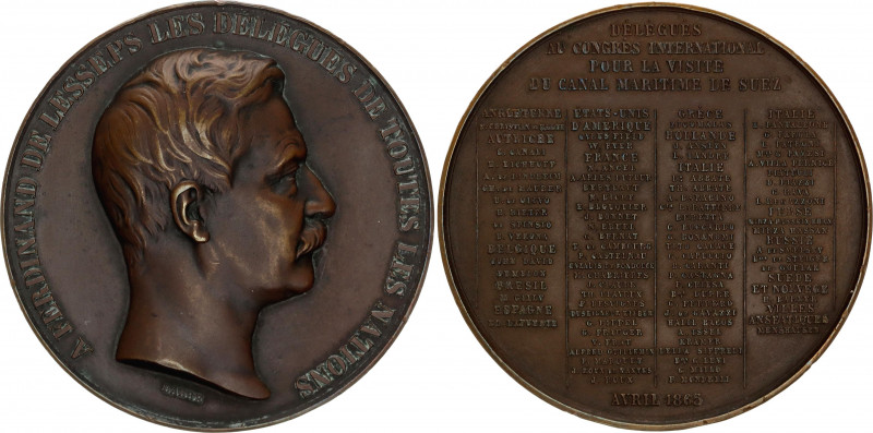 France Medal 'International Congress for visiting the Suez Canal' by J.A. Barre ...