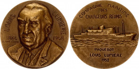 France Bronze Medal Compagnie Maritimes des Chargeurs Réunis "Louis Lumière" 1952 
N# 165978; Bronze 70.94 g., 50 mm.; By Claude Fraisse; Obv: LOUIS ...