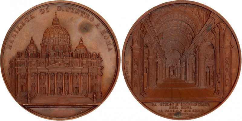 Italy Bronze Medal Saint Peters Basilica 1857 
Hoydonck-152. 60mm. 95.85gm. BAS...