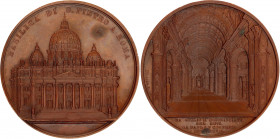 Italy Bronze Medal Saint Peters Basilica 1857 
Hoydonck-152. 60mm. 95.85gm. BASILICA DI S. PIETRO A ROMA. View of the exterior of the Basilica of St....