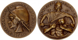 Germany - Weimar Republic Medal The Watch at the Ruhr 1923 
Karl Goetz, 90,64 g, 61,6 mm, Bronz (Bronze), Kienast 299