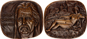 Germany - FRG Bronze Table Medal Robert Hammerling 1974 
Bronze 413 g., 82 x 90 mm.; By Renner; Obv: Robert Hammerling 1830-1889. Rev: "Urania ist si...