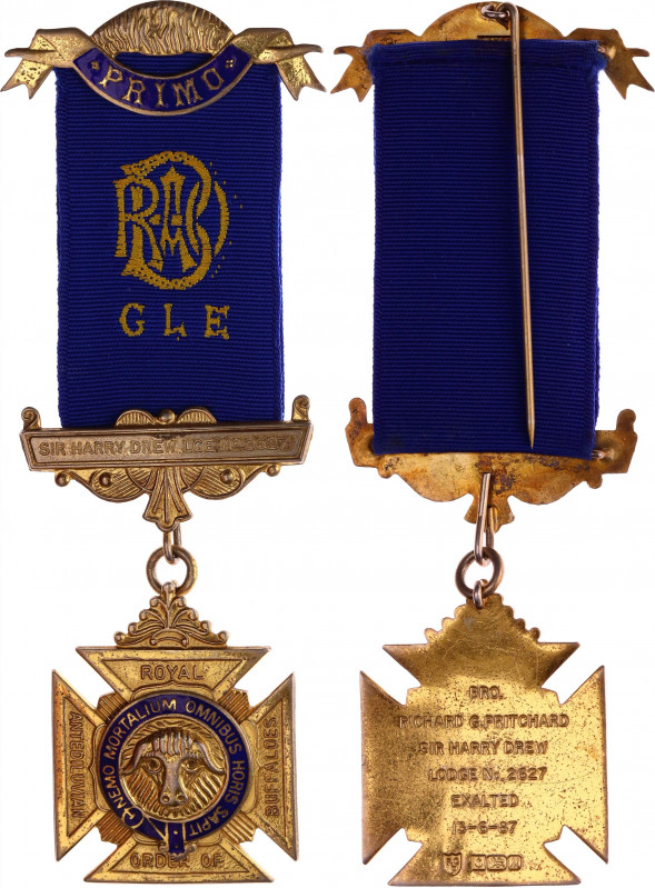 Great Britain Masonic Royal Order of Buffaloes 1887 
Silver; Enamel; with origi...