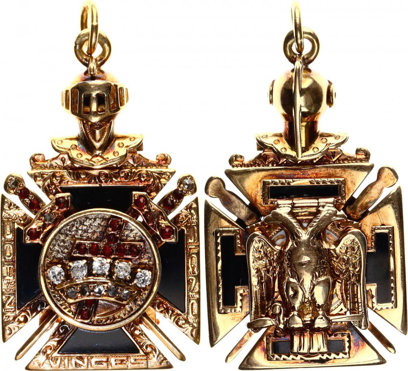 World Masonic Knights of the Temple Neck Badge 32 Degrees
18,8g.; diamonds, rub...