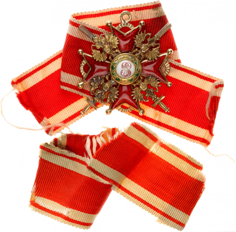 Russia Badge of Order of Saint Stanislaus with Swords 1855 
Barac# 786; Gold; E...