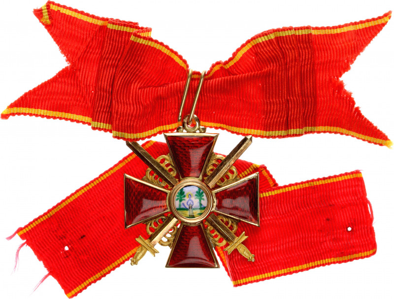 Russia Order of Saint Anne Cross with Swords 1855 
Barac# 737; Gold; Enamel; wi...