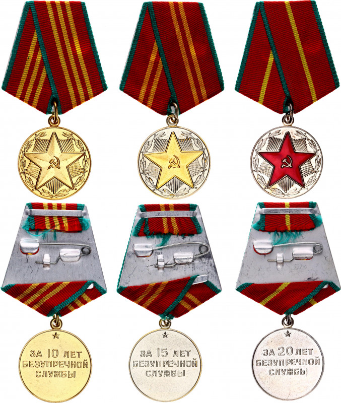 Russia - USSR Medal for Impeccable Service 1-2-3 Class 1957 
with originals rib...