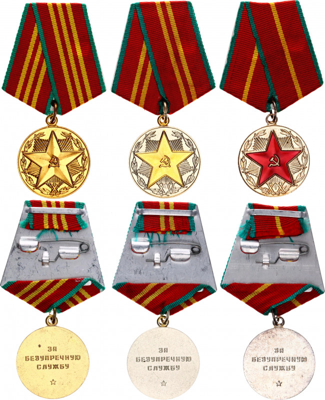 Russia - USSR Medal for Impeccable Service 1-2-3 Class 1957 
with originals rib...