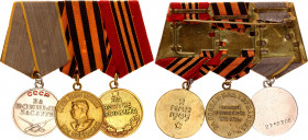 Russia - USSR Medal Bar with 3 Medals 1938 - 1945
with originals ribbons and docs