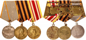 Russia - USSR Medal Bar with 3 Medals 1938 - 1945
with originals ribbons and docs