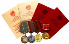 Russia - USSR Medal Bar with 3 Medals and Medal 100 Anniversary of Lenin's Birth for Military Valor 1938 - 1970
with originals ribbons