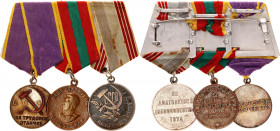 Russia - USSR Medal Bar with 3 Medals 1945 - 1970
with originals ribbons and docs