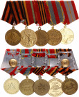 Russia - USSR Medal Bar with 5 Medals with Docs 1945 - 1978
with originals ribbons
