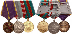 Russia - USSR Medal Bar with 3 Medals 1982 
with originals ribbons and docs