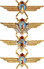 Russian Federation 4 Badges Class of the Air Force Military Navigator 1993 
Brass; Enamel