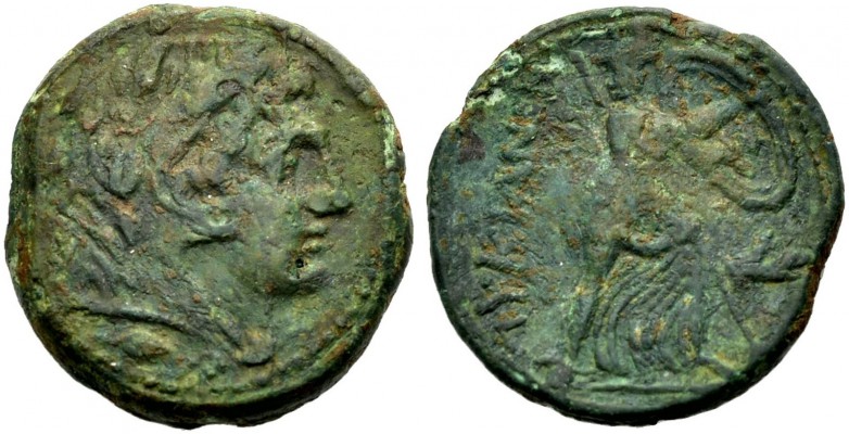 LUKANIEN. LUKANOI. Grossbronze, 210-203 v. Chr. Kopf des unbärtigen Herakles im ...