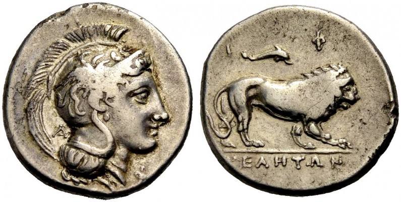 LUKANIEN. HYELE. Nomos, 305-290 v. Chr. Kopf der Athena n. r. im attischen Helm,...