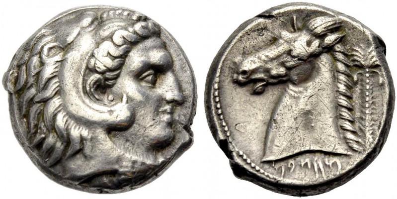 SIZILIEN. ENTELLA. Tetradrachmon, 300-289 v. Chr. Siculo-Punier. Kopf des Herakl...