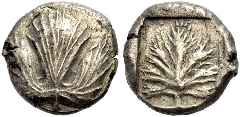 SIZILIEN. SELINUNT. Didrachmon, 550-515 v. Chr. Eppichblatt. Rv. Kleineres Eppic...