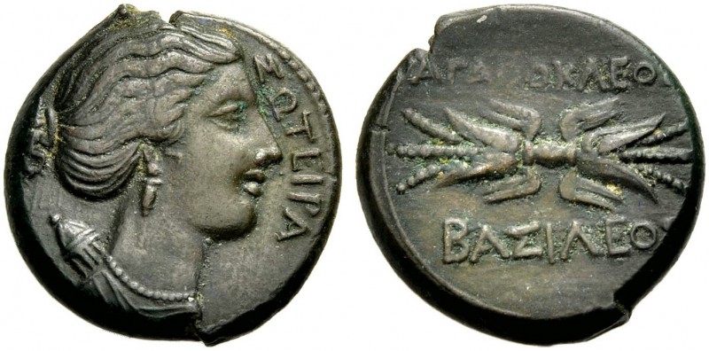 SIZILIEN. SYRAKUS. Agathokles, 317-289 v. Chr. Bronze um 295 v. Chr. ΣΩΤΕΙΡΑ Kop...