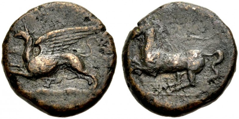 SIZILIEN. UNBESTIMMTE MÜNZSTÄTTEN. Bronze, 365-360 v. Chr. Greif n.l. springend,...