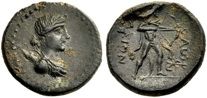 INSELN VOR THRAKIEN. THASOS. Bronze, 1. Jh. v. Chr. Drap. Artemisbüste mit Diade...