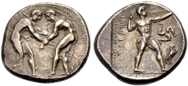 PAMPHYLIEN. ASPENDOS. Stater, 400-370 v. Chr. Zwei nackte Ringer im Kampf. Rv. Ε...