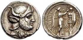 KÖNIGREICH DER SELEUKIDEN. Seleukos I. Nikator, 312-280 v. Chr. Tetradrachmon, Susa, 305-295 v. Chr. Kopf des Alexander d. Gr. als Dionysos n.r.; er t...