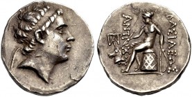 KÖNIGREICH DER SELEUKIDEN. Antiochos III. der Grosse, 223-187 v. Chr. Tetradrachmon, Ekbatana, um 210 v. Chr. Kopf mit Binde n.r. Rv. ΒΑΣΙΛΕΩΣ - ΑΝΤΙ-...