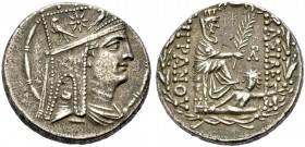 KÖNIGREICH DER SELEUKIDEN. Tigranes II., König von Armenien, in Syrien 83-69 v. Chr. Tetradrachmon, Antiochia am Orontes. Drap. Büste n.r. mit armenis...