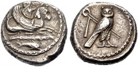 PHOINIKIEN. TYROS. Stater, 400-332 v. Chr. Melkarth auf Hippokamp n. r. reitend, in der r. Hand hält er die Zügel, in der Linken einen gespannten Boge...