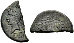 GALLIEN. NEMAUSUS. Augustus, 27 v. Chr. -14 n. Chr. As, halbiert, 16 v. Chr. /15 n. Chr., 10. Ser. 2. IMP / DIVI F Kopf des Agrippa mit Rostralkrone n...