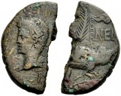 GALLIEN. NEMAUSUS. Augustus, 27 v. Chr. -14 n. Chr. As, halbiert, 9-3 v. Chr. IMP / DIVI F Kopf des Agrippa mit Rostralkrone n. l. (Kopf des Augustus ...
