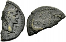 GALLIEN. NEMAUSUS. Augustus, 27 v. Chr. -14 n. Chr. As, halbiert, 10-14. Ser. 2. Kopf des Octavian n.r. Rv. COL - (NEM) Krokodil n.r. auf Palmzweigen ...