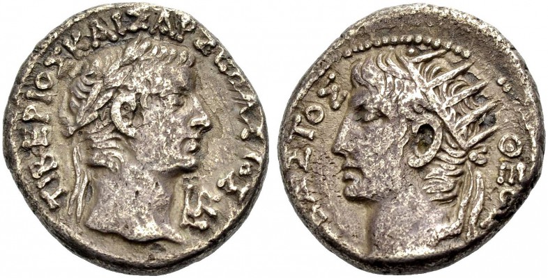 ÄGYPTEN. ALEXANDRIA. Tiberius, 14-37. Billon-Tetradrachmon mit Divus Augustus, 2...