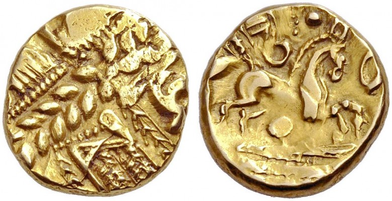 BRITANNIEN. CATUVELLAUNI. Early Whaddon Chase. Stater, Gold. Als Ornamente aufge...