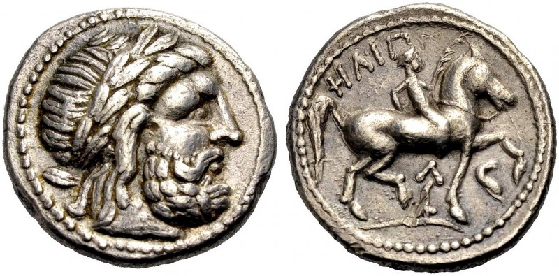 OSTKELTEN. Imitationen Philipp II. Tetradrachmon. Bärtiger Kopf mit Lorbeerkranz...