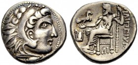 OSTKELTEN. Imitationen Alexander III. Drachme, ca. 3. Jh. v. Chr. Kopf mit Löwenhaube n. r. im Perlenkreis. Rv. Zeus n.l. thronend, Adler in der ausge...