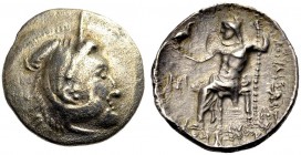 OSTKELTEN. Imitationen Alexander III. Drachme, ca. 3. Jh. v. Chr. Kopf mit Löwenhaube n. r. im Perlenkreis. Rv. Zeus n.l. thronend, Adler in der ausge...