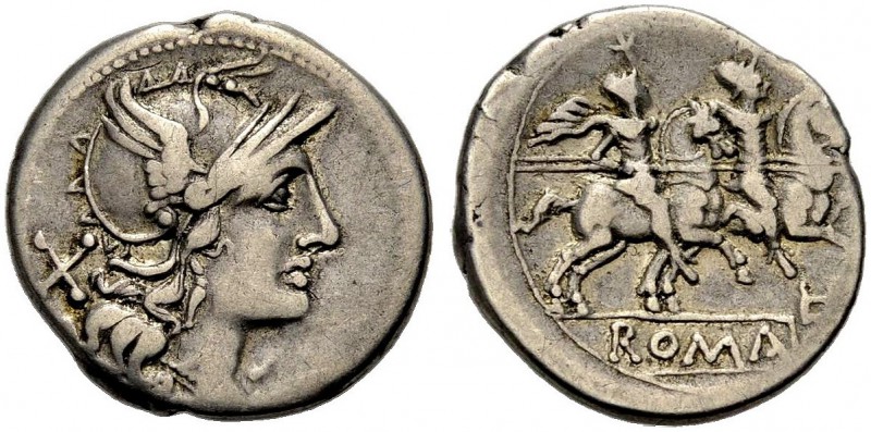 RÖMISCHE REPUBLIK. L PL H (L. Plautius Hypsaeus ?), 194-190 v. Chr. Denar. Romak...