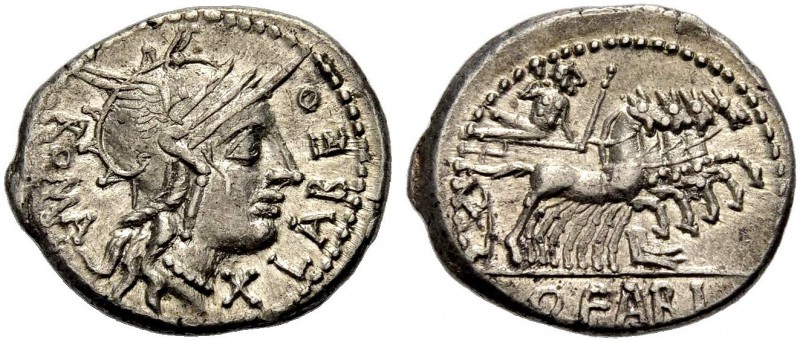 RÖMISCHE REPUBLIK. Q. Fabius Labeo, 124 v. Chr. Denar. ROMA - LABEO Romakopf im ...