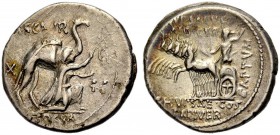RÖMISCHE REPUBLIK. M. Aemilius Scaurus und P. Plautius Hypsaeus, 58 v. Chr. Denar. M.SCAVR/AED.CVR/SC/REX ARETAS König Aretas mit Palmzweig neben sein...