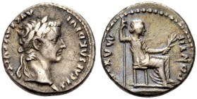KAISERZEIT. Tiberius, 14-37. Denar, Lugdunum, 36-37. Büste mit L. n. r. T CAESAR DIVI-AVG F AVGVSTVS Rv. PONTIF - MAXIM (rückläufig). Weibliche Figur ...